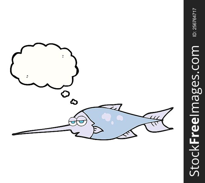freehand drawn thought bubble cartoon swordfish