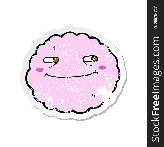 Retro Distressed Sticker Of A Cartoon Happy Cloud
