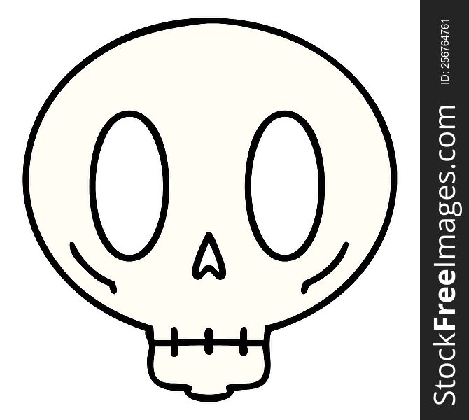 cartoon of a spooky skull. cartoon of a spooky skull