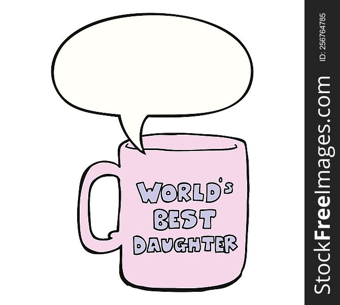 worlds best daughter mug with speech bubble. worlds best daughter mug with speech bubble