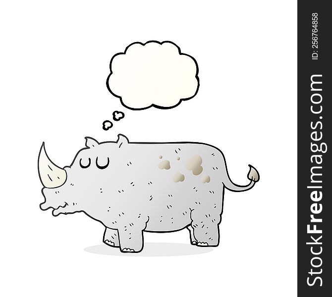 freehand drawn thought bubble cartoon rhino