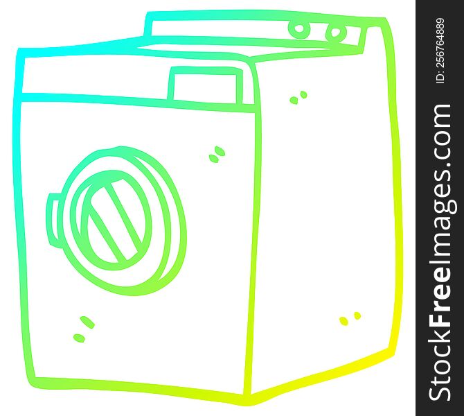 Cold Gradient Line Drawing Cartoon Tumble Dryer