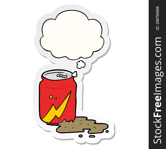 Cartoon Soda Can And Thought Bubble As A Printed Sticker