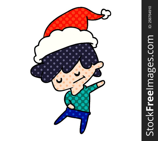 hand drawn christmas cartoon of kawaii boy