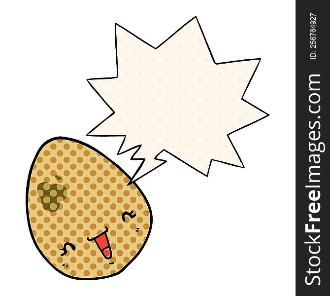 Cartoon Egg And Speech Bubble In Comic Book Style