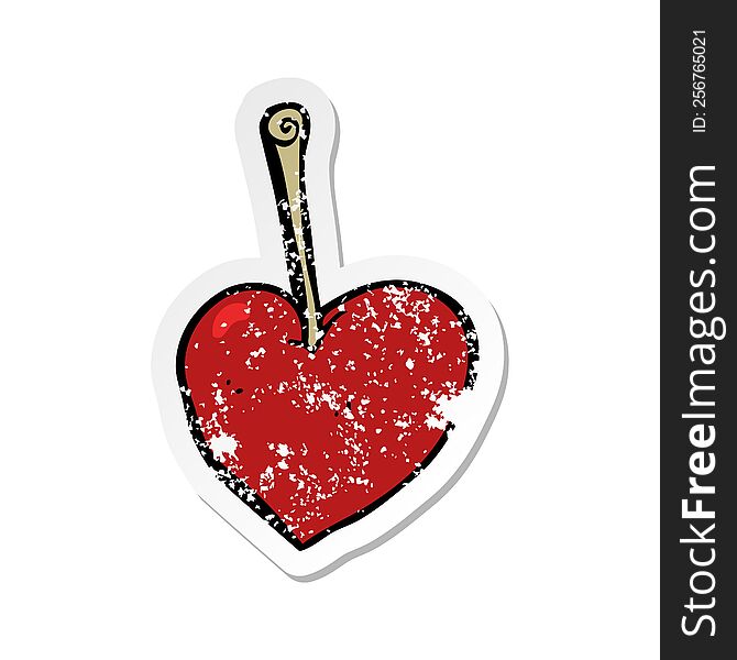 retro distressed sticker of a cartoon heart cherry