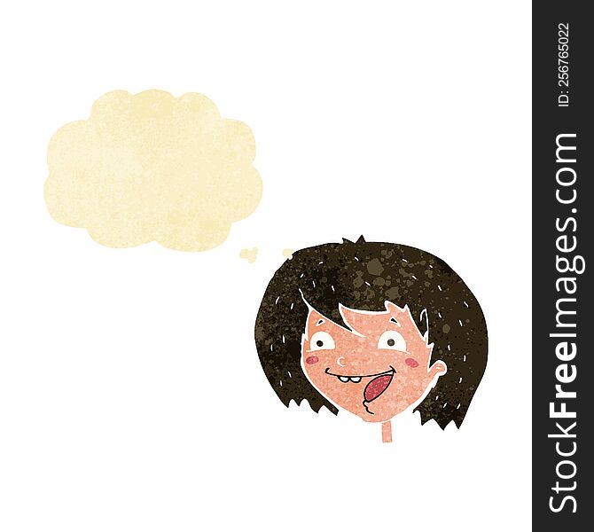 Cartoon Happy Girl With Thought Bubble