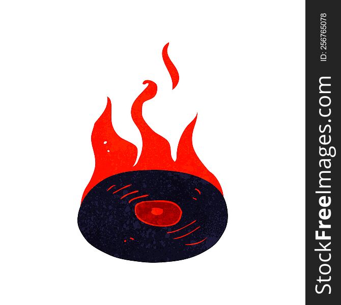 cartoon burning vinyl record