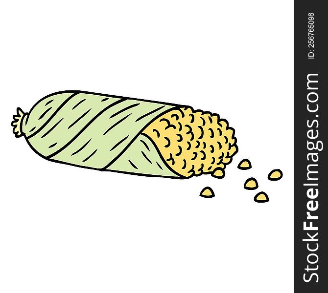 cartoon doodle of fresh corn on the cob