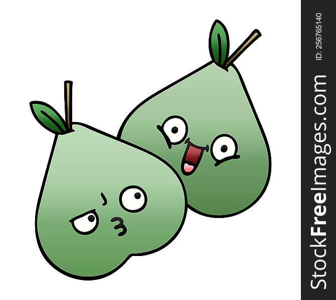 Gradient Shaded Cartoon Green Pears