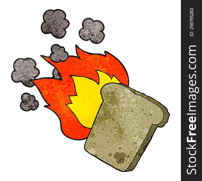 freehand textured cartoon burnt toast