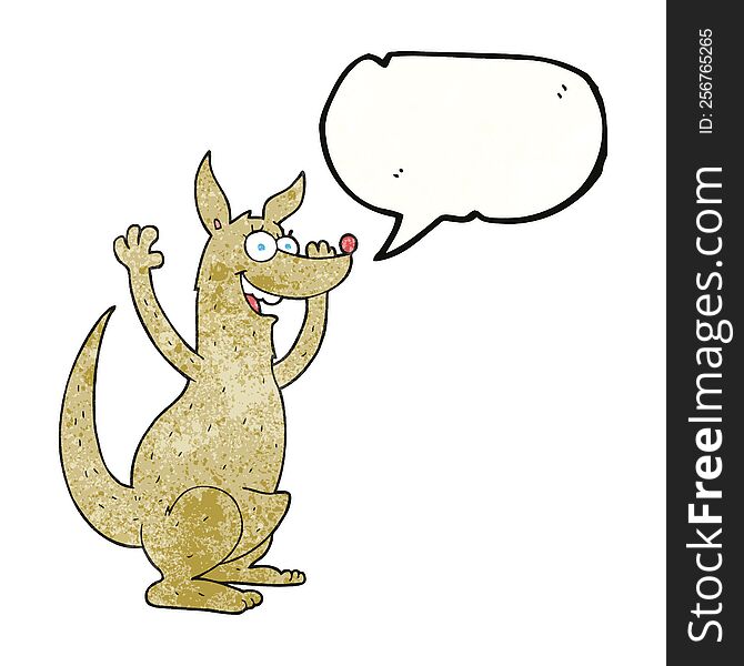 freehand speech bubble textured cartoon kangaroo