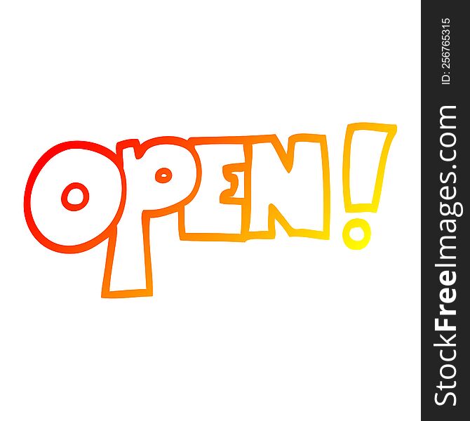 warm gradient line drawing of a cartoon open sign