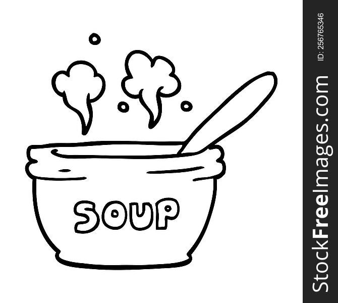 Line Drawing Cartoon Of Hot Soup