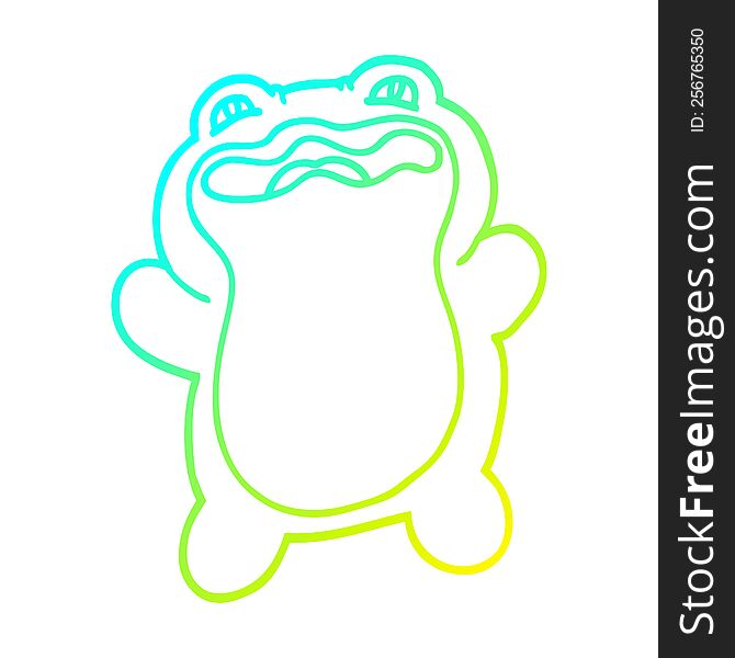 cold gradient line drawing of a funny cartoon frog