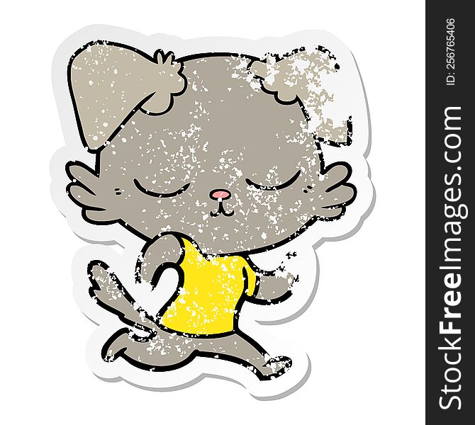distressed sticker of a cute cartoon dog running