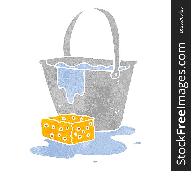 Retro Cartoon Bucket Of Soapy Water