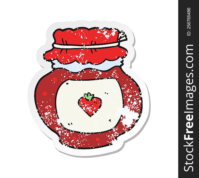 retro distressed sticker of a cartoon jam jar