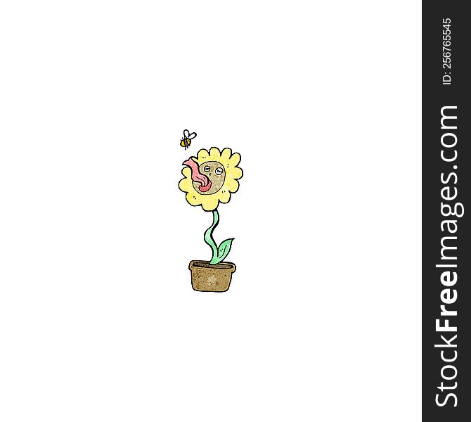 cartoon flower and bee