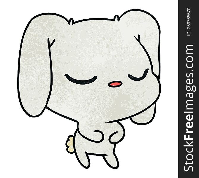 freehand drawn textured cartoon of cute kawaii bunny