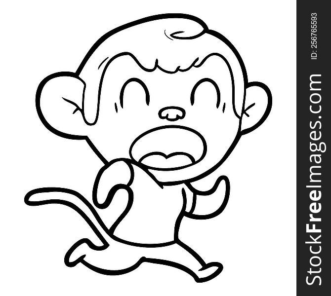 shouting cartoon monkey running. shouting cartoon monkey running