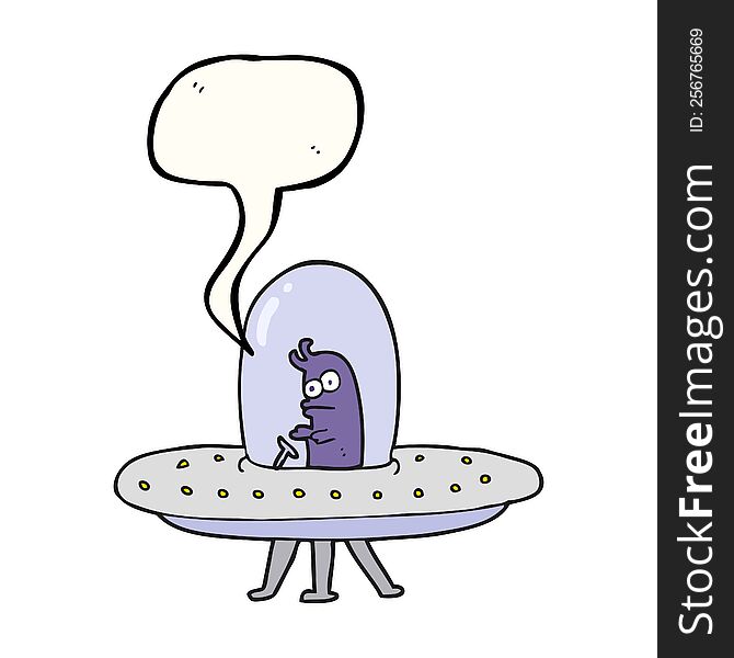 Speech Bubble Cartoon Flying Saucer