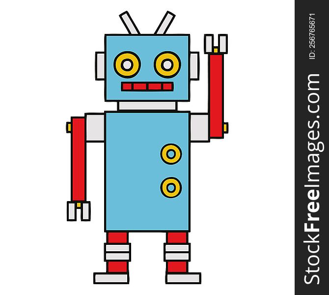 cute cartoon of a dancing robot. cute cartoon of a dancing robot