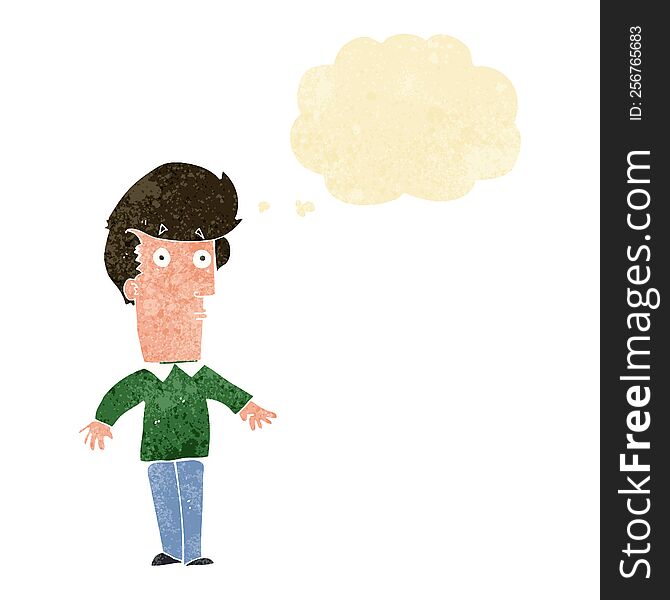 Cartoon Startled Man With Thought Bubble