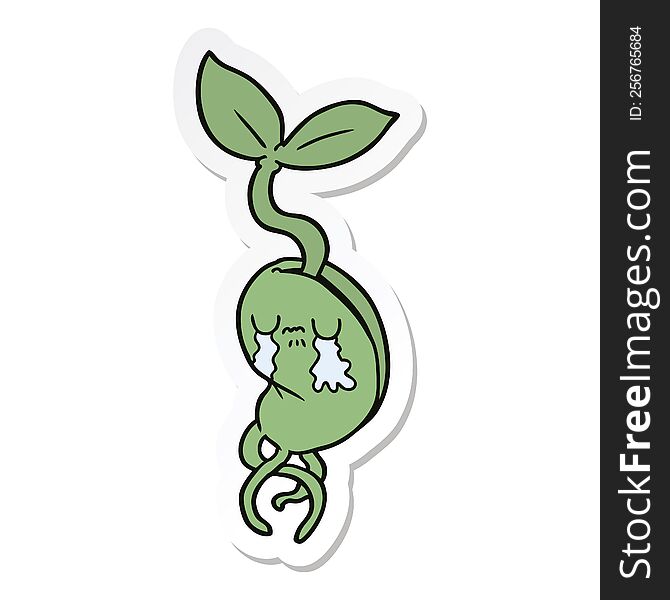 sticker of a cartoon sprouting seedling