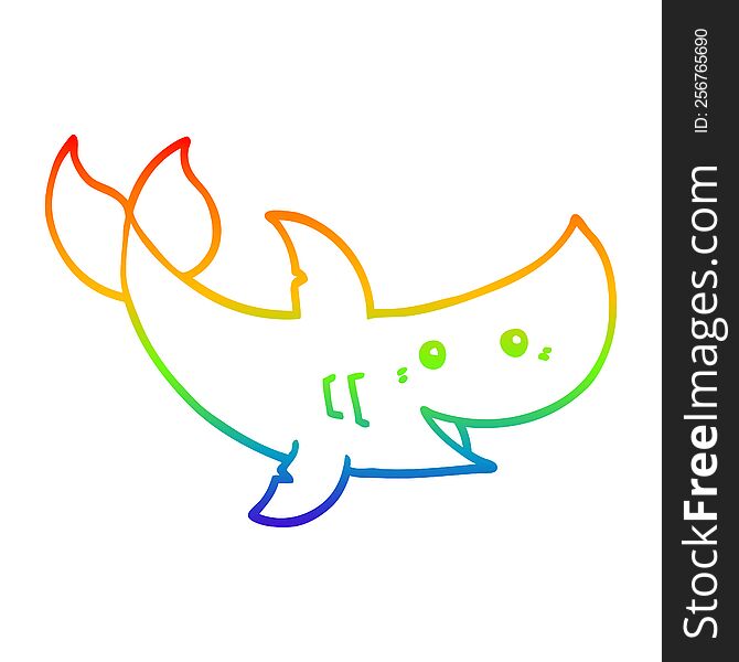 rainbow gradient line drawing of a cartoon shark