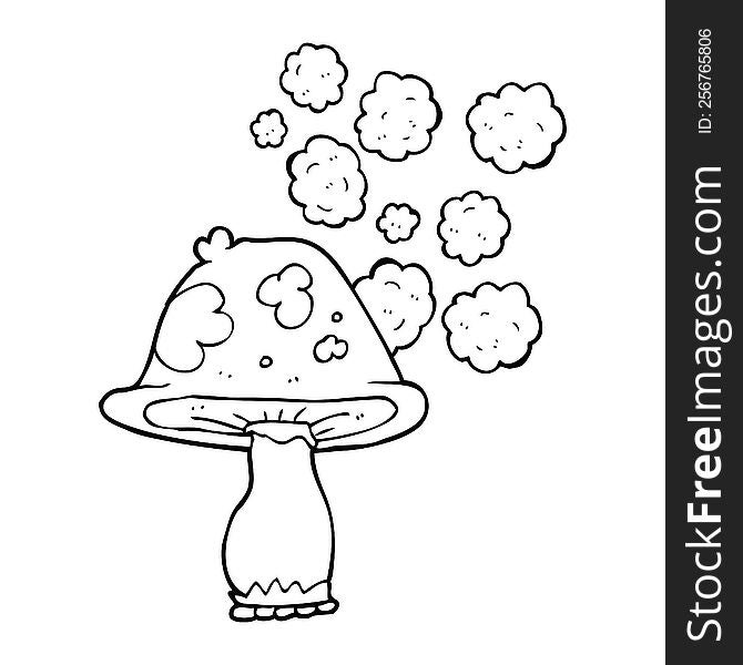 black and white cartoon mushroom
