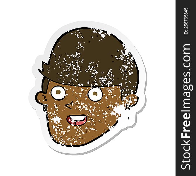 Retro Distressed Sticker Of A Cartoon Man With Big Chin