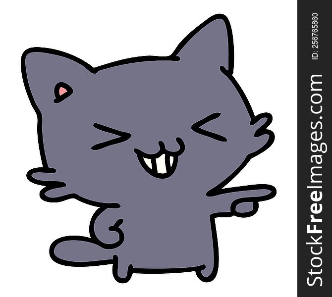 cartoon of a cat pointing and laughing