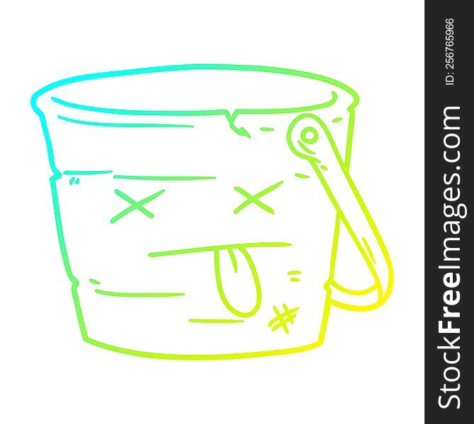 cold gradient line drawing of a kicked the bucket cartoon