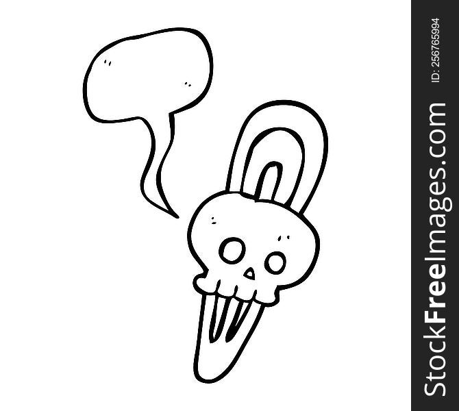 freehand drawn speech bubble cartoon skull hairclip