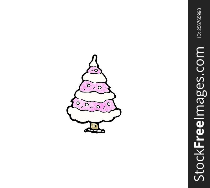 pink christmas tree cartoon
