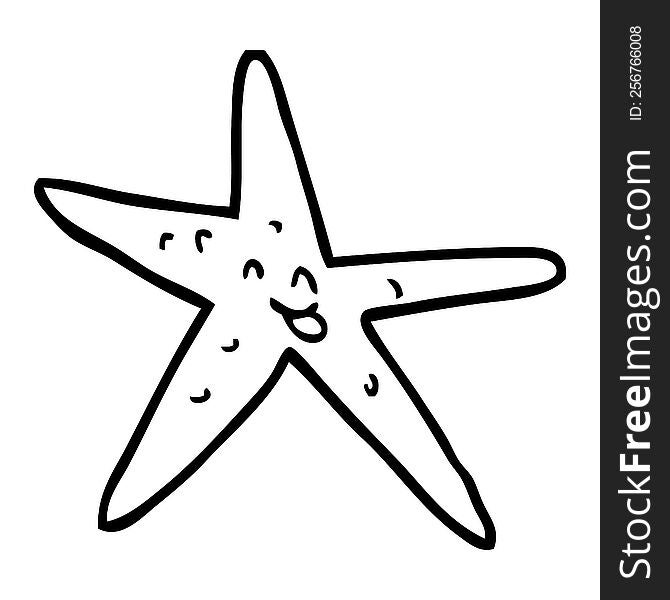 line drawing cartoon happy star fish