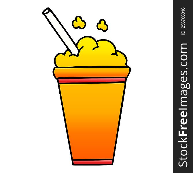 Quirky Gradient Shaded Cartoon Iced Drink