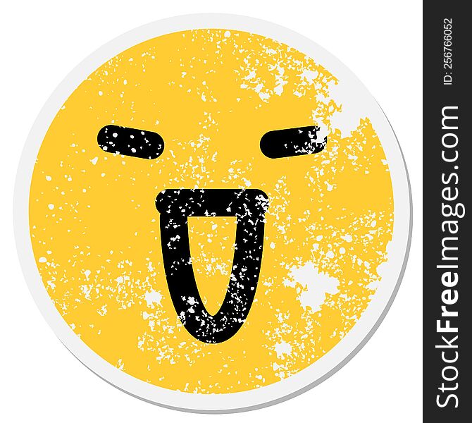 simple happy face enjoying circular sticker