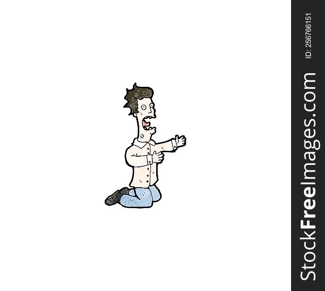 cartoon man on knees pleading