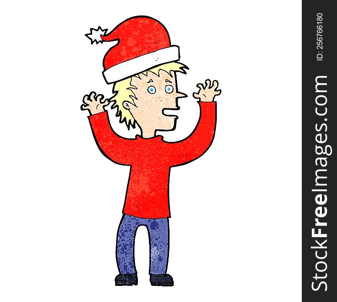 cartoon man getting ready for christmas. cartoon man getting ready for christmas