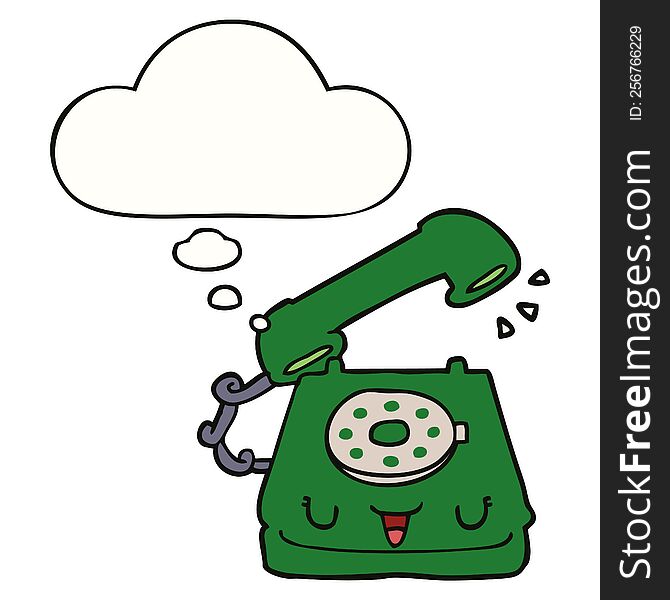 cute cartoon telephone with thought bubble. cute cartoon telephone with thought bubble
