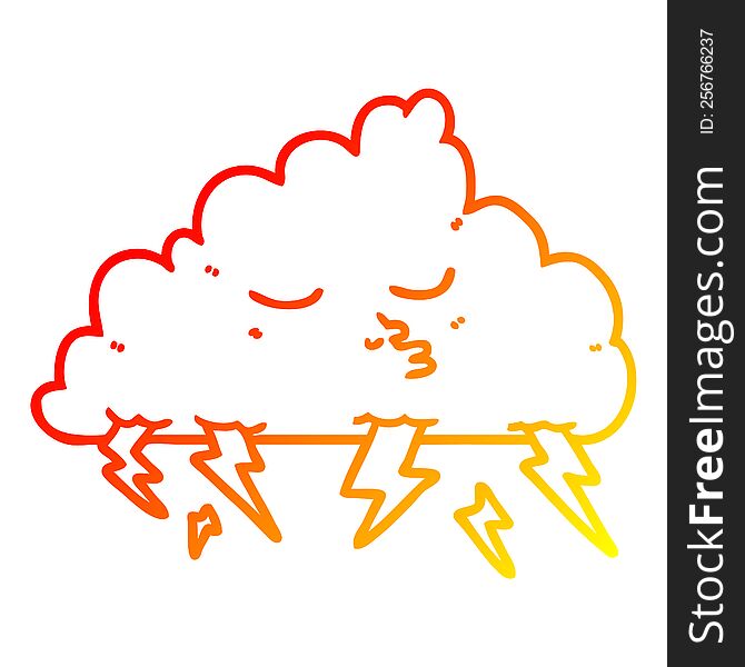 Warm Gradient Line Drawing Cartoon Storm Cloud