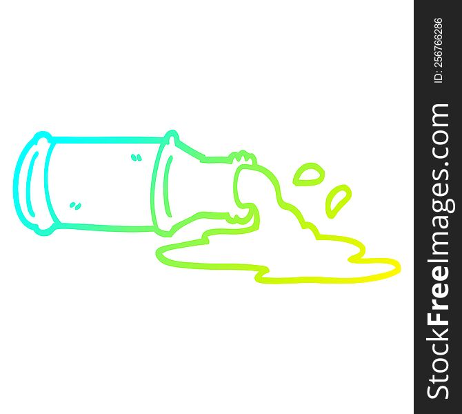 Cold Gradient Line Drawing Cartoon Spilled Beer