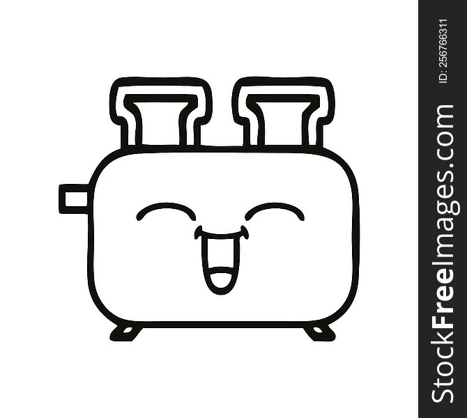 line drawing cartoon of a of a toaster