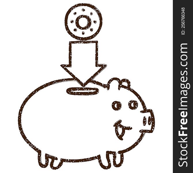 Piggy Bank Charcoal Drawing