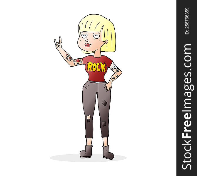 freehand drawn cartoon rock girl