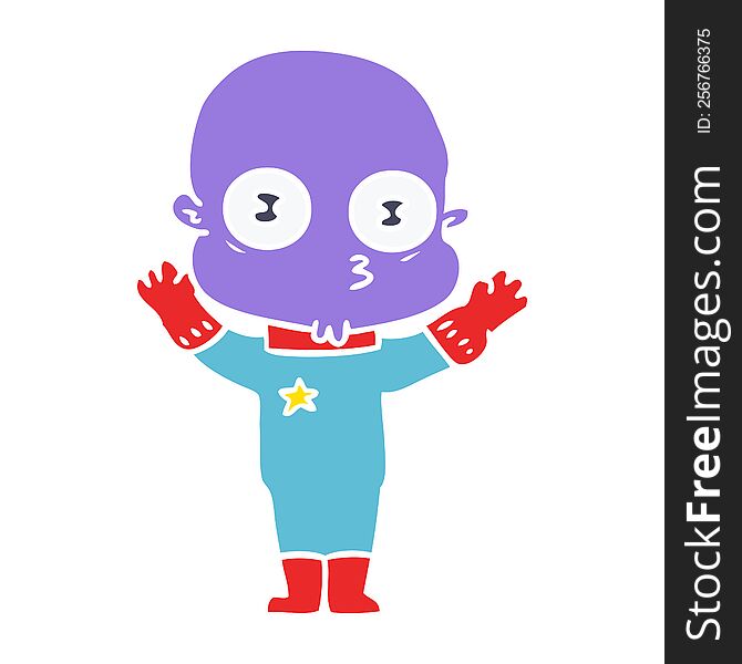 Flat Color Style Cartoon Weird Bald Spaceman
