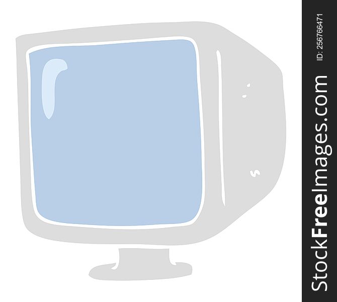 flat color illustration of a cartoon old computer monitor