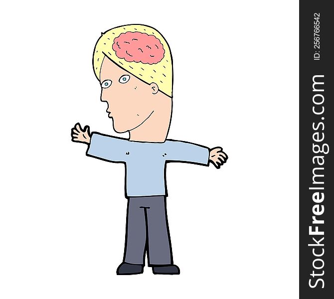 cartoon man with brain